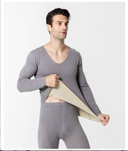 Autumn and winter seamless double-sided thermal suit men's autumn clothes long pants double-sided sanding women's AB base shirt underwear