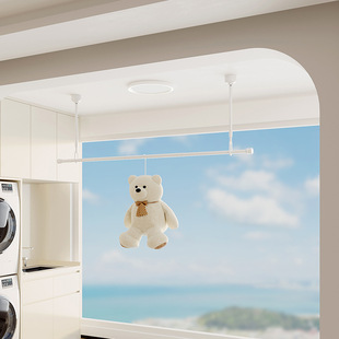 Invisible Clothes Drying Rod Balcony Top-mounted Fixed Bag Installation Single Rod Lifting Telescopic One Removable Japanese Drying Rack