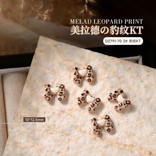 Leopard print kt cat nail art jewelry new cute Maillard cartoon cat bow love nails Internet red explosions