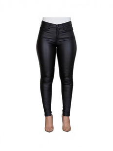 2025 Cross-Border Amazon Women's New Pants Fashion Solid Color Pu Leather Pants Sexy Slim Pants Casual Long Pants