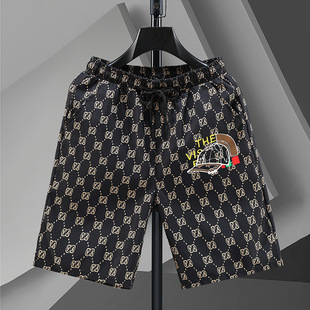 Shorts Men's Summer Fashionable Brand Loose Straight Casual Five-point Pants Fashionable and Handsome Outer-Wearing Printed Pants