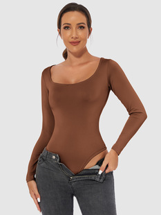 European and American Foreign Trade Women's Slim-fit Bottoming T-shirt Long-sleeved Women's Jumpsuit Women's Autumn Jumpsuit Women's Top