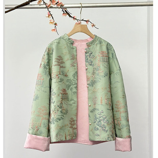 New Chinese Style Guofeng Heavy Industry Embroidered Coat Women's 2025 Spring Tang Dress Young Fashion Top Women's Green