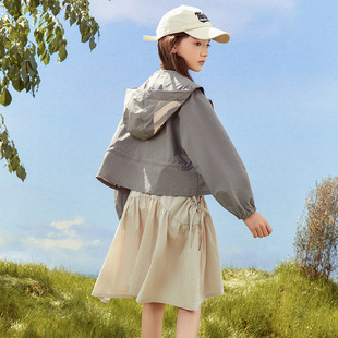 2024 Summer New UPF50 Girls Sun Protection Clothing for Large Children Lightweight Breathable Children's Simple Tooling Style Jacket