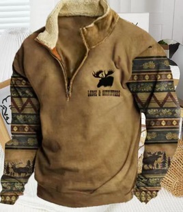 Амазонки независимых мужчин стенд воротник половина-молния Crewneck свитер