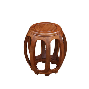 Redwood Drum Stool Solid Wood Flower Stool Round Drum Stool New Chinese Style Round Stool Ancient Stool Embroidered Dun Drum Dengen Chicken Wings Small Drum Stool