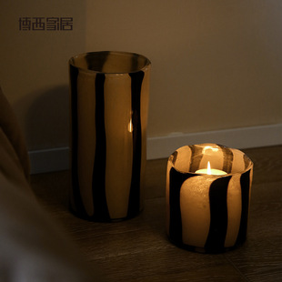 Bossi Home Zebra Pattern Glass Candle Holder Aromatherapy Candle Advanced Sense Living Room Soft Decoration Atmosphere Sense Medieval Decoration