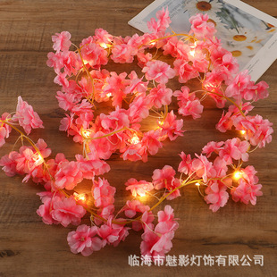 Led new product simulation rattan cherry blossom willow leaf solar copper wire outdoor decoration courtyard garden atmosphere flashing light