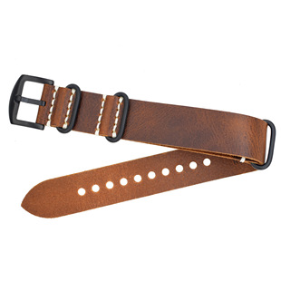 Factory hot sale one nato ZULU leather strap 18/20/22/24mm men's long strap genuine leather