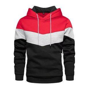 Cross-border new European and American men's three-color stitching contrast color fashion sweater casual sports top loose outer wear thick