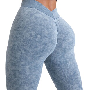 Ketian 2025 Cross-Border Butt-Lifting Sand-Washed Yoga Pants for Women, Elastic Peach High-Waisted Fitness Pants, Running Tight Sports
