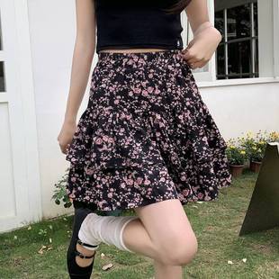 Spring and Summer 2025 New Korean Style Sweet Small Floral Short Skirt High Waist Slimming Loose Waist Small A- line Skirt