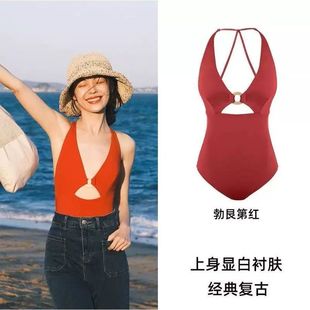 Swimsuit Women's High-end 2025 New Hot Spring Conjoined Sexy Pure Desire Beautiful White Hollow High-end Bikini