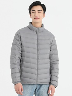 90% white duck down jacket stand collar autumn and winter New fashionable lightweight short down jacket men's printed LOGO