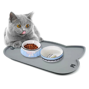 2023 Silicone Pet Placemat Waterproof Non-Slip Feeding Mat Raised Edge Food Mat Cat Dog Bowl Mat Cat Food Mat