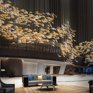 Villa Shopping Mall Soft Decoration Creative Large Engineering Stair Chandelier Lobby Hotel Sales Department Art Fish Chandelier