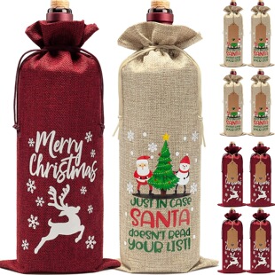 Linen wine bags Amazon Christmas linen wine bunches Bags Manufacturers wholesale drawstring bunches linen bags