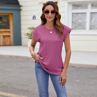 Amazon independent station Europe and the United States cross-border foreign trade 2024 summer new solid color round neck loose short sleeve T-shirt jacket