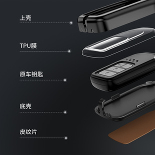 Suitable for Honda Car Key Cover Ten Generation Accord CRV Crown Road Odyssey Civic Metal Protective Leather Cover Buckle Case