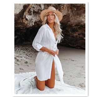 2025 Cross-border New Shirt Beach Blouse Holiday Bikini Sunscreen Jacquard Shirt Blouse Amazon