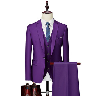 Amazon Foreign Trade New Men's Business Casual Suit Wedding Groom One Button Dress Three Piece Suit