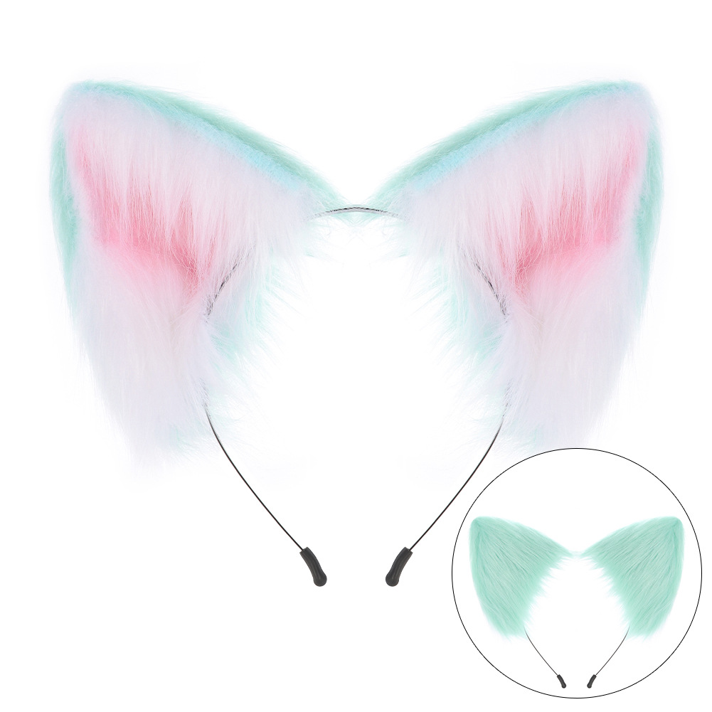 Halloween Animal Ears and Tail Set, Hatsune-Style Plush Ear Headband, Cosplay Convention Headwear Accessories