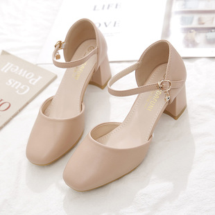 Summer Women's Summer Sandals with Square Tops with Buckle Buckle and High Heeled Fairy Shoes 2024 New