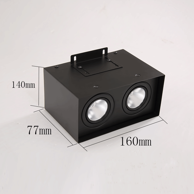 Square pass spotlight shell aluminum square pass ceiling special grille spotlight kit double-headed three-head lamp shell bucket lamp accessories