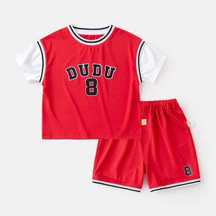 [Ice Silk Mesh suit Collection] Baby suit Summer Thin Boys Basketball Clothes Summer Children's Ball Clothes Summer