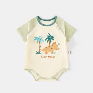 Baby's Summer Short-sleeved Bag Fat Clothes Ice Doraemon Ripper Newborn Baby's Ultra-thin Breathable Triangle Climbing Clothes
