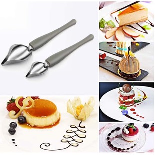 Household Kitchen Plate Tool Western Baking Dessert Spoon Stainless Steel Sauce Painting Spoon Molecular Cooking Pointed Spoon