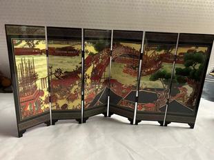 Chinese style antique lacquerware small screen lacquerware small screen decoration desktop characteristic creative decoration gift screen