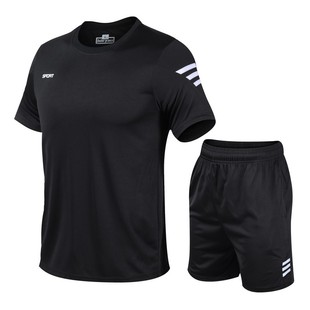 Quick-drying short-sleeved sportswear set binding design printed logo football track and field training running competition team uniform