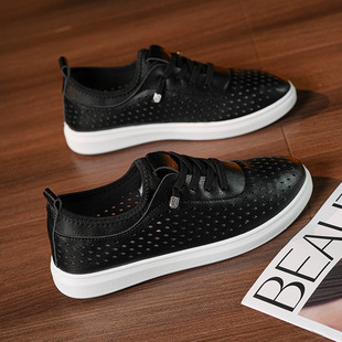 Summer White Shoes Women's 2025 New Soft Sole Comfortable Hollow Breathable Women's Shoes Flat Breathable Casual Sneakers