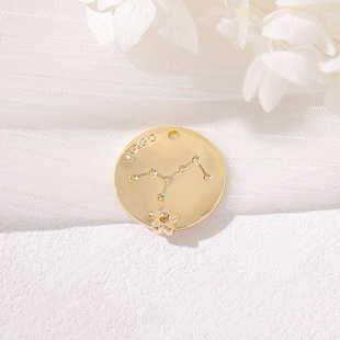 Amazon explosions cross-border Europe and the United States twelve constellations smooth round brand pendant clavicle chain pendant diy jewelry accessories