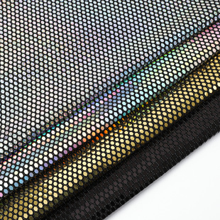 Gold and silver wire hexagonal sequin fabric stage clothing women's composite fabric polyester ammonia metal wire knitted punching fabric