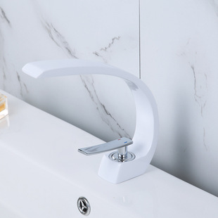 All Copper Hot and Cold Wash Basin Faucet Golden Bathroom Basin Modern Simple Creative Bathroom Cabinet for Hair