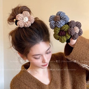 Elegant flower autumn and winter hair accessories bubble braid head rope women's 2023 new high-end linear telephone line hair ring high elasticity