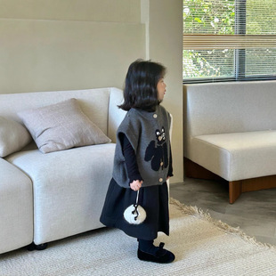 Korean-style Children's Cat Cardigan Sweater Vest