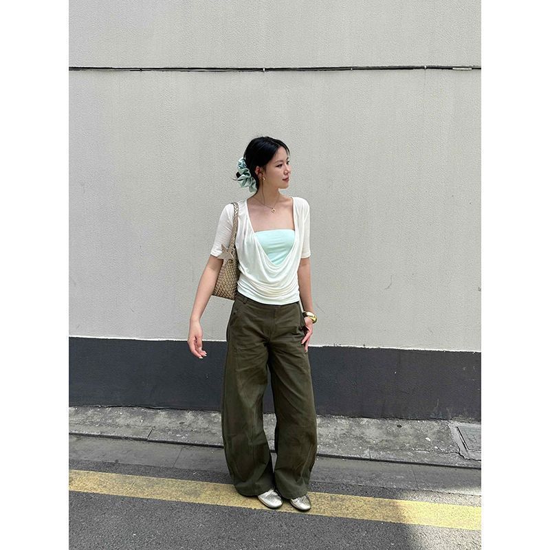 Stylish and Unique Tube Top and Short-Sleeve T-Shirt Set for Women, Summer New Slim-Fit Layered Fashion Top Two-Piece Set