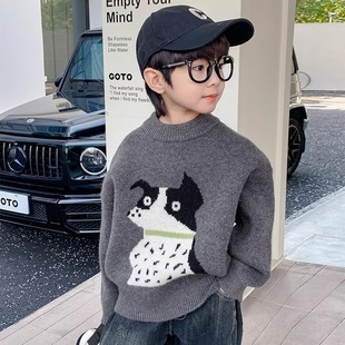 Boys' Winter Pullover Sweater 2024 New Children's Autumn and Winter Half-turtleneck Sweater Boys Winter Western Style Top