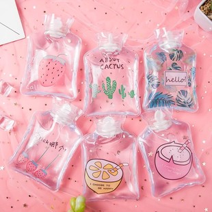 Transparent hot water bag water injection winter warm cold-proof warm handbag small size hot water bag cartoon portable hot water bag