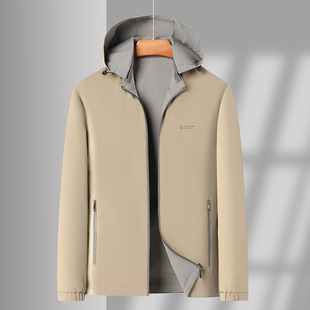 Jacket Men's 2025 Spring and Autumn New Men's Business Casual Loose Middle-aged Dad's Hooded Thin Jacket Men's