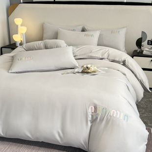 Skin-friendly sanding four-piece water-washed cotton bed sheet quilt cover light luxury embroidered bed sheet student three-piece set wholesale