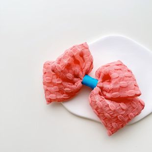 New Macaron Fresh Seersucker Children's Three-dimensional Big Bow Hairpin Baby's Hairpin Clip Back of Head