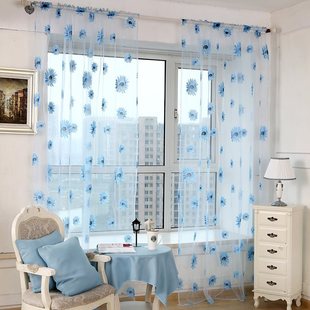 B ^ sunflower fresh pastoral transparent breathable gauze curtain balcony bedroom living room can be finished curtain window screen fabric