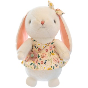 Cute White Rabbit plush toy floral skirt rabbit doll grabber Doll Girl birthday gift wholesale