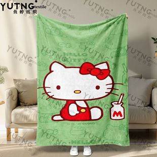 Трансграничный милый мультфильм Kitty Hello Kitty фланелевый принт одеяло, можно предоставить оригинальную картину, шаблон продукта,