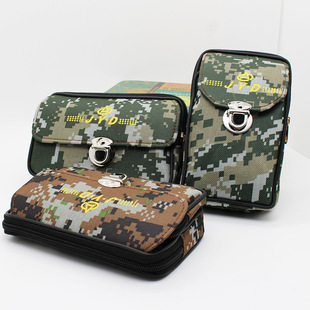Camouflage canvas mobile phone bag for middle-aged and elderly people wearing belt construction site waist bag buckle coin purse cigarette bag factory wholesale