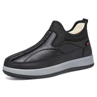 Winter New Men's Cotton Shoes Non-slip Warm fleece-lined Men's Shoes Snow Shoes Outdoor Slip-on Dad Shoes Cross-border Shoes